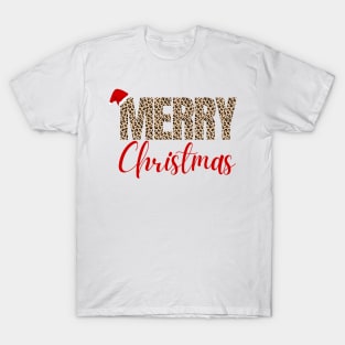 merry christmas leopard print T-Shirt